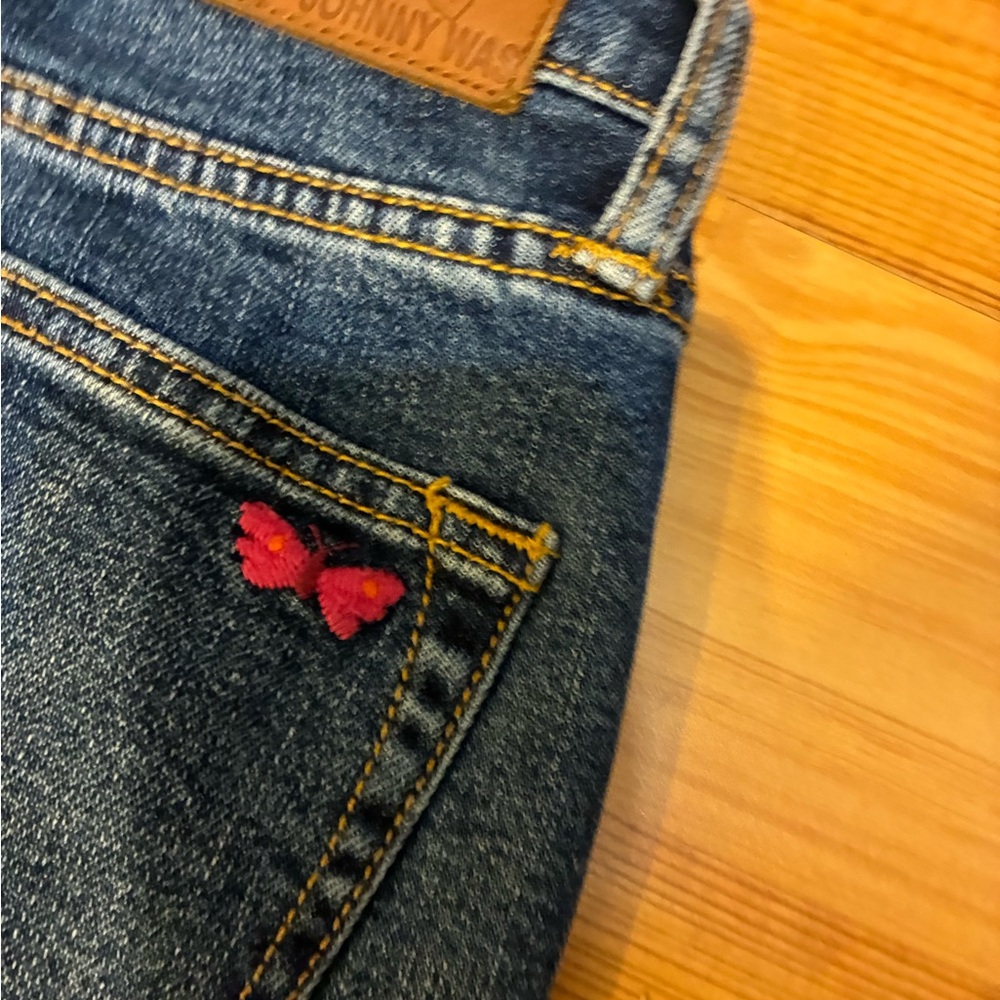 Johnny Was embroidered cropped flare jeans boho raw hem denim size 29 - Picture 5 of 9